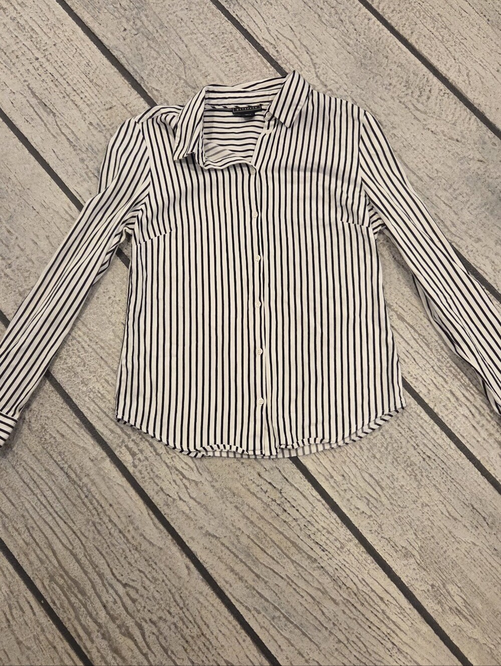 Metaphor Black & White Vertical Stripe Button-Down Shirt
